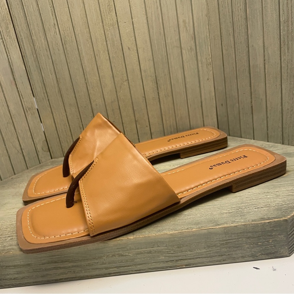Pierre Dumas Tan Slide Sandals - Picture 2 of 9